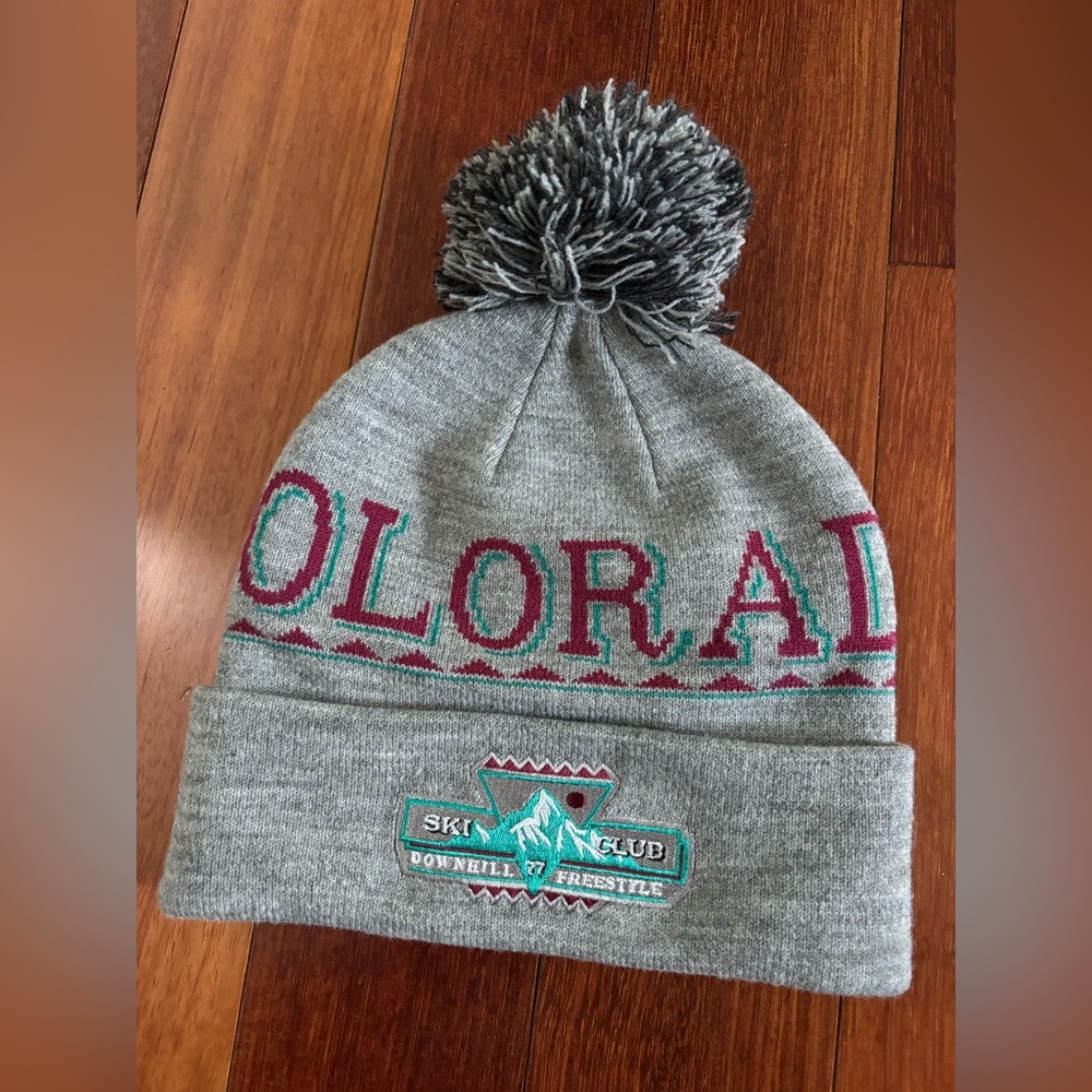 New! America Eagle Outfitters Colorado Ski Club Winter Knitted Beanie Gray